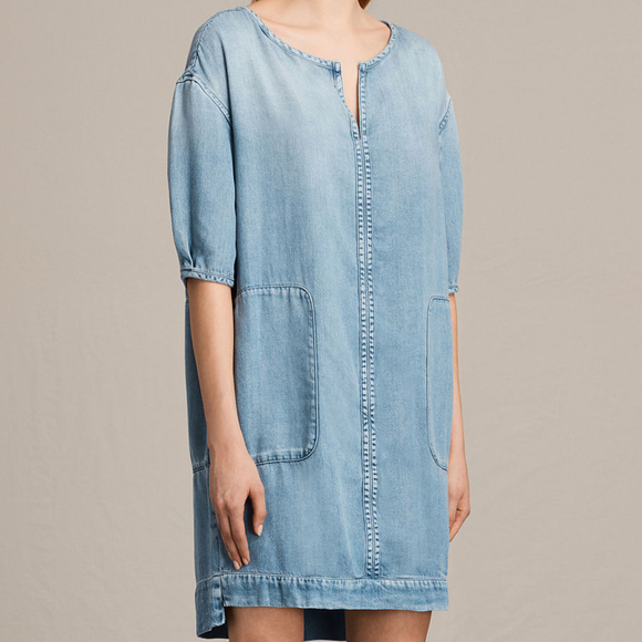 AllSaints Sherri Denim Dress Mid Indigo Blue xss m - Picture 3 of 4